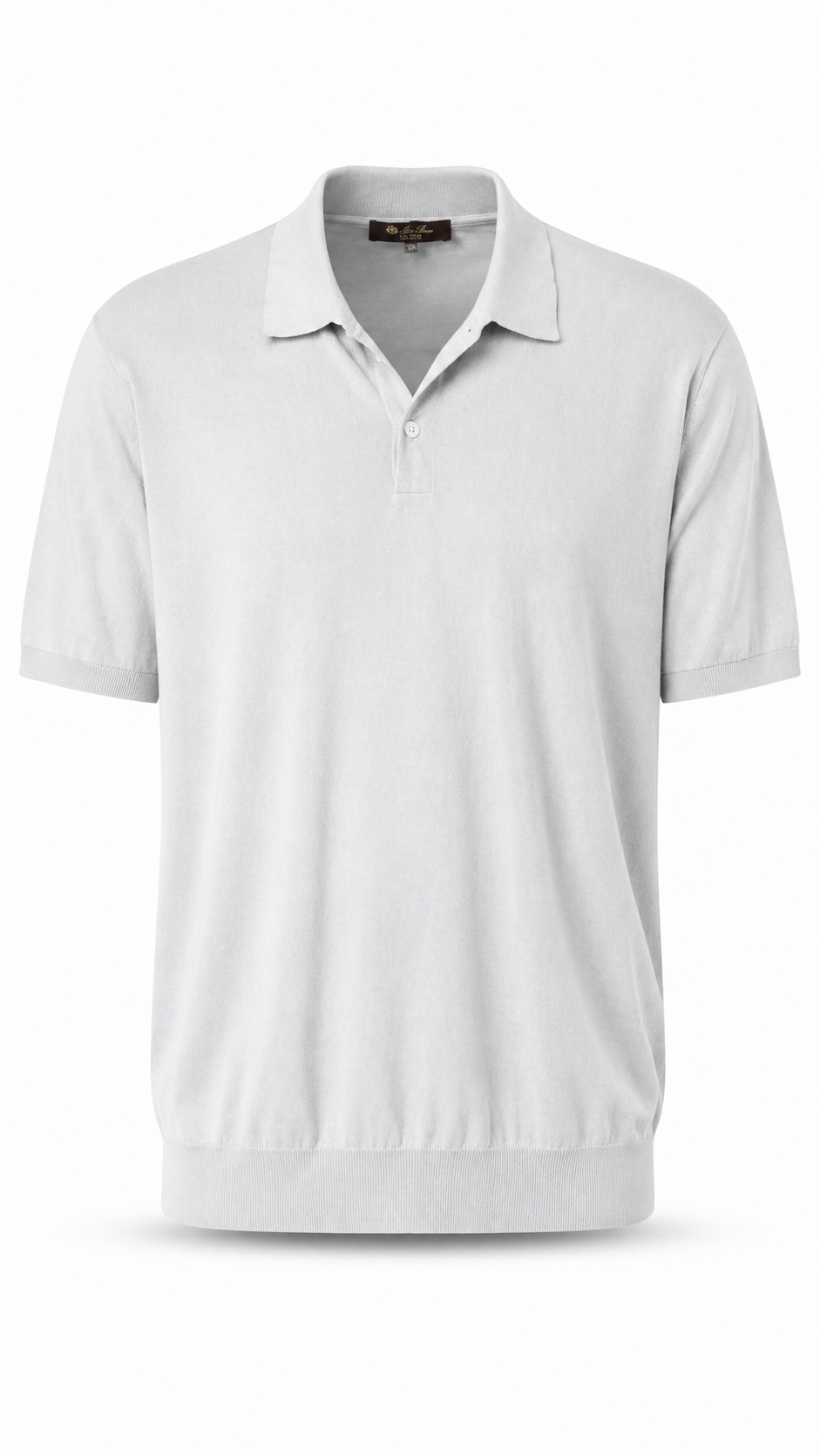 Loro Piana Light Grey Ice Wish Knit Polo Shirt 