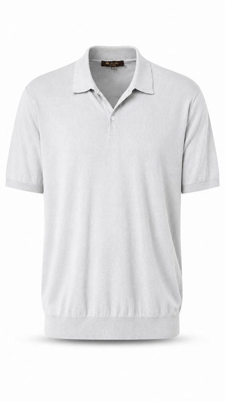 Loro Piana Light Grey Ice Wish Knit Polo Shirt "Unworn"