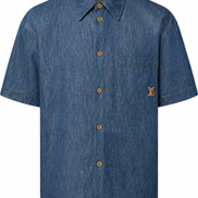 Louis Vuitton Indigo Short-Sleeved Cotton Chambray Shirt 