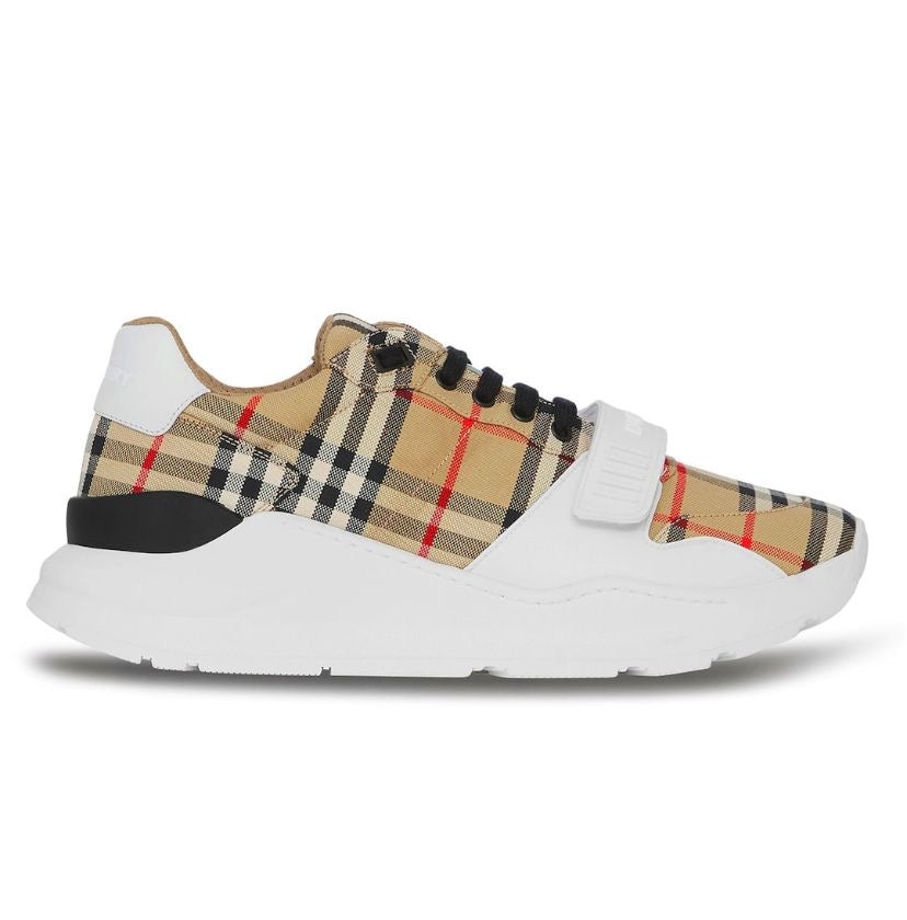 Burberry Check, Suede and Leather Sneaker Size 7.5 
