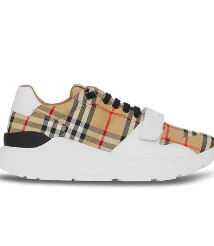 Burberry Check, Suede and Leather Sneaker Size 7.5 "Never Owned"
