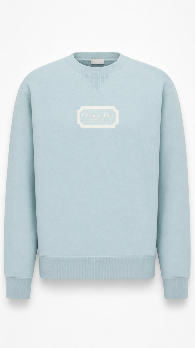 Dior Dusty Blue Framed Logo Crewneck Sweater "Unworn"