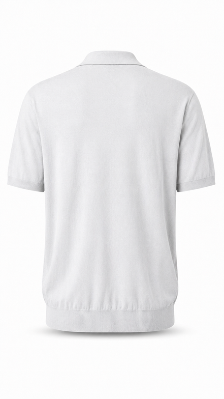 Loro Piana Light Grey Ice Wish Knit Polo Shirt "Unworn"