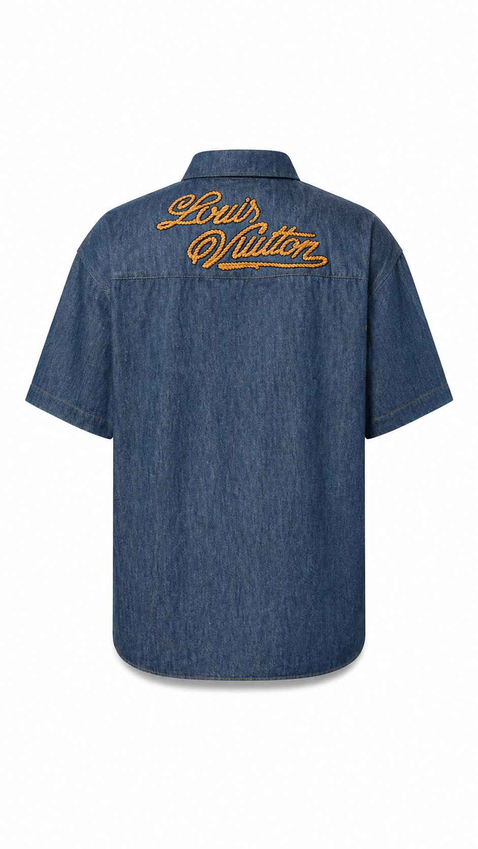 Louis Vuitton Indigo Short-Sleeved Cotton Chambray Shirt 