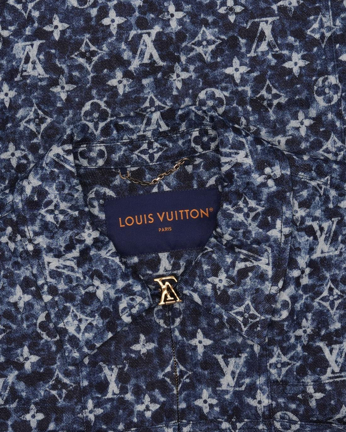 Louis Vuitton Blue Pointillism Monogram Workwear Jacket Size 50 