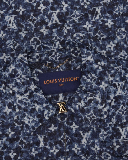 Louis Vuitton Blue Pointillism Monogram Workwear Jacket Size 50 "Pre-Loved"