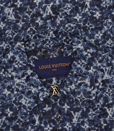 Louis Vuitton Blue Pointillism Monogram Workwear Jacket Size 50 "Pre-Loved"