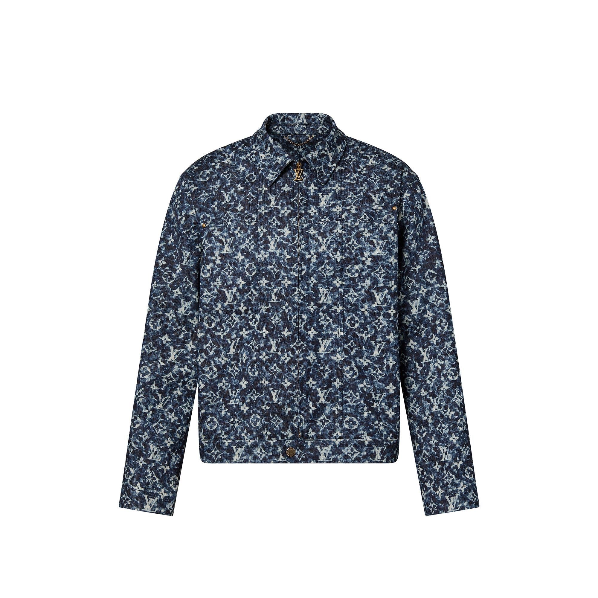 Louis Vuitton Blue Pointillism Monogram Workwear Jacket Size 50 