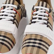 Burberry Check, Suede and Leather Sneaker Size 7.5 