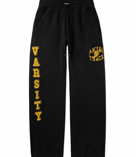 Amiri Black & Yellow Varsity Logo Sweatpants "Pre-Loved"