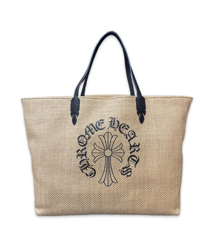 Chrome Hearts Beige & Black Cross Logo Beach Tote Bag "Never Owned"