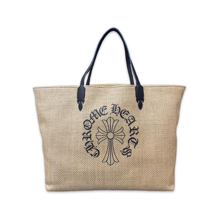 Chrome Hearts Beige & Black Cross Logo Beach Tote Bag "Never Owned"