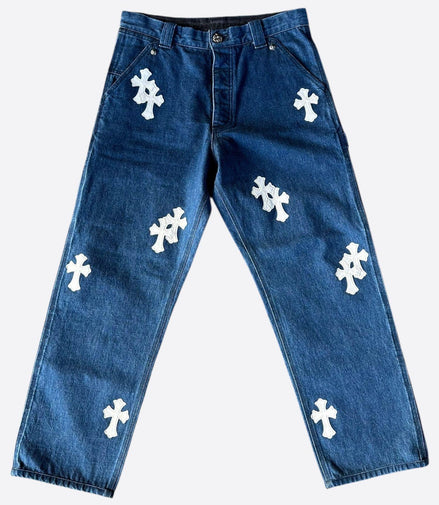 Chrome Hearts Jeans Blue & White Cross Size 34 "Pre-Loved"