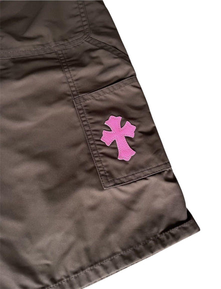 Chrome Hearts Brown Nylon & Leather Carpenter Shorts Size 32 "Never Owned"