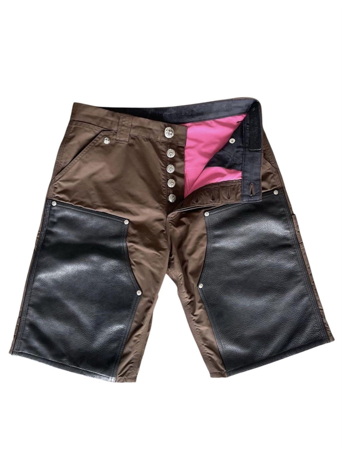 Chrome Hearts Brown Nylon & Leather Carpenter Shorts Size 32 