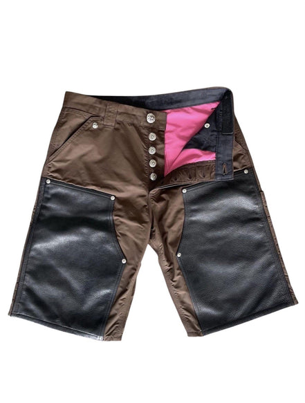 Chrome Hearts Brown Nylon & Leather Carpenter Shorts Size 32 "Never Owned"