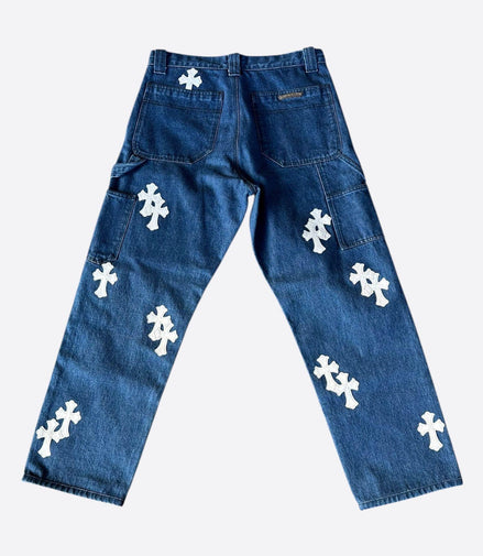 Chrome Hearts Jeans Blue & White Cross Size 34 "Pre-Loved"