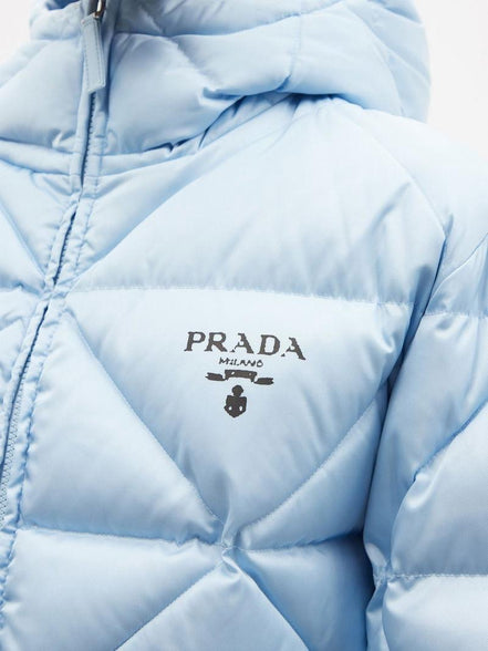 Prada Blue Women’s Re-Nylon Puffer Jacket Size 8 "Never Owned"