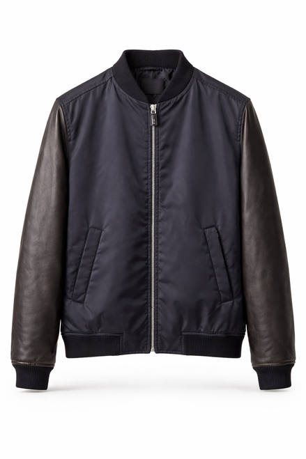 Prada Re-Nylon & Nappa Leather Mixed Media Bomber Jacket (Pre-Loved)