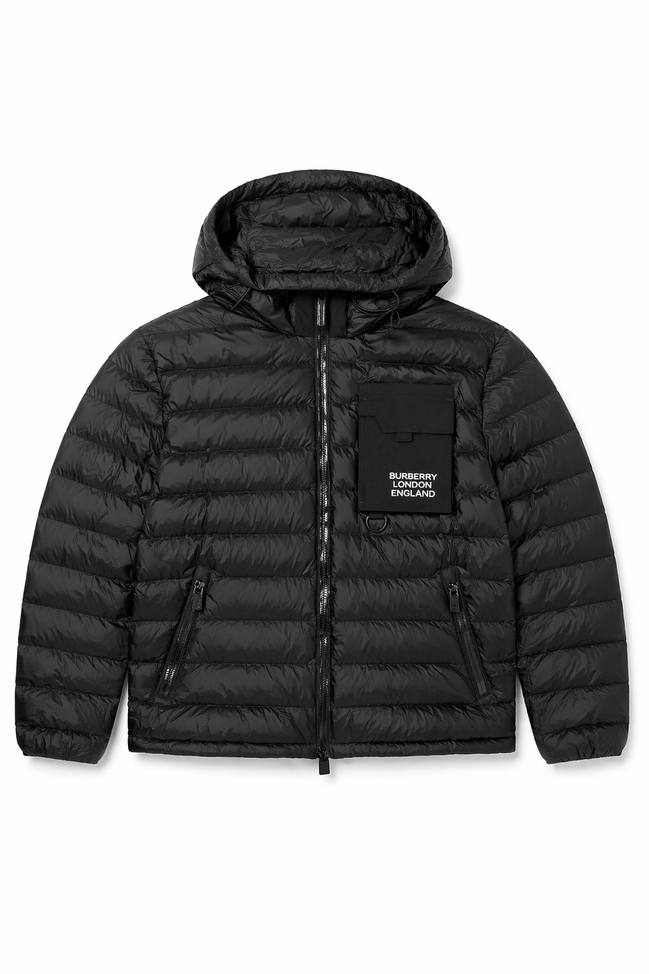 Burberry London England Black Logo Appliqué Down Jacket "Unworn"