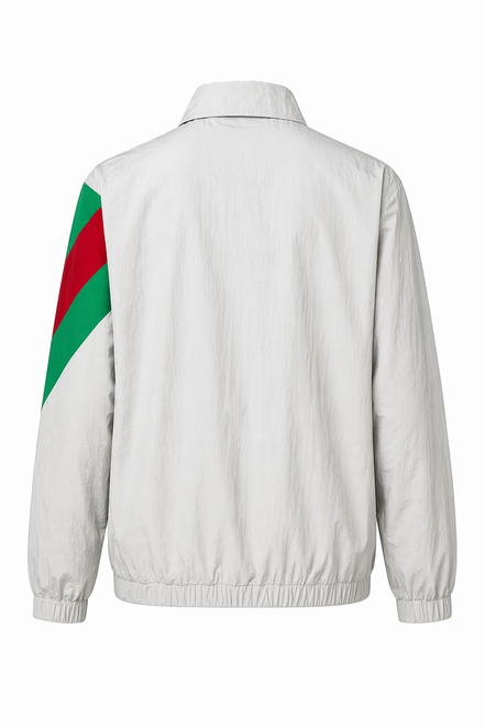 Gucci Light Grey Tiger Appliqué Web Windbreaker "Unworn"