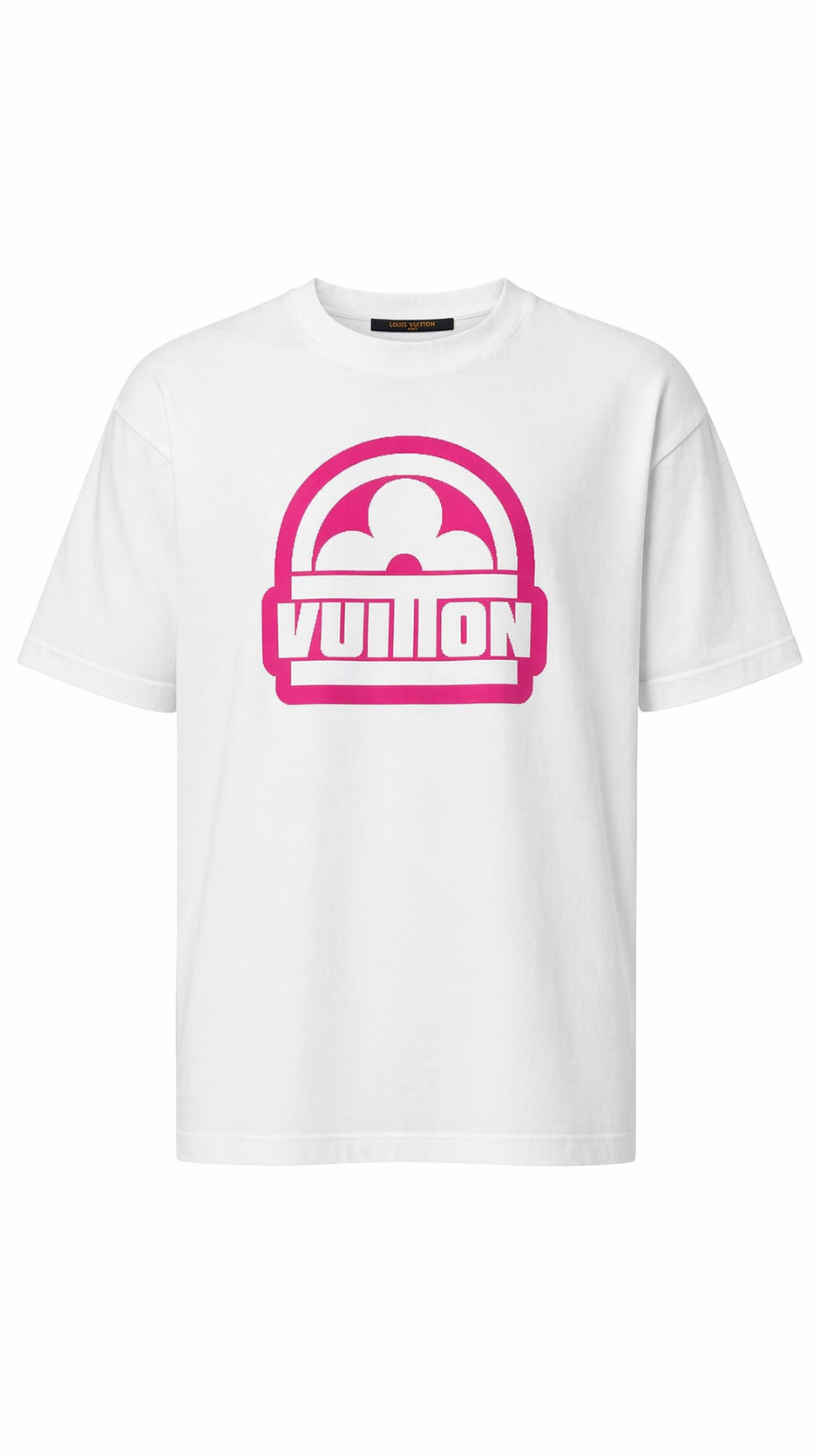 Louis Vuitton White and Pink Intarsia Flower Graphic T-Shirt 