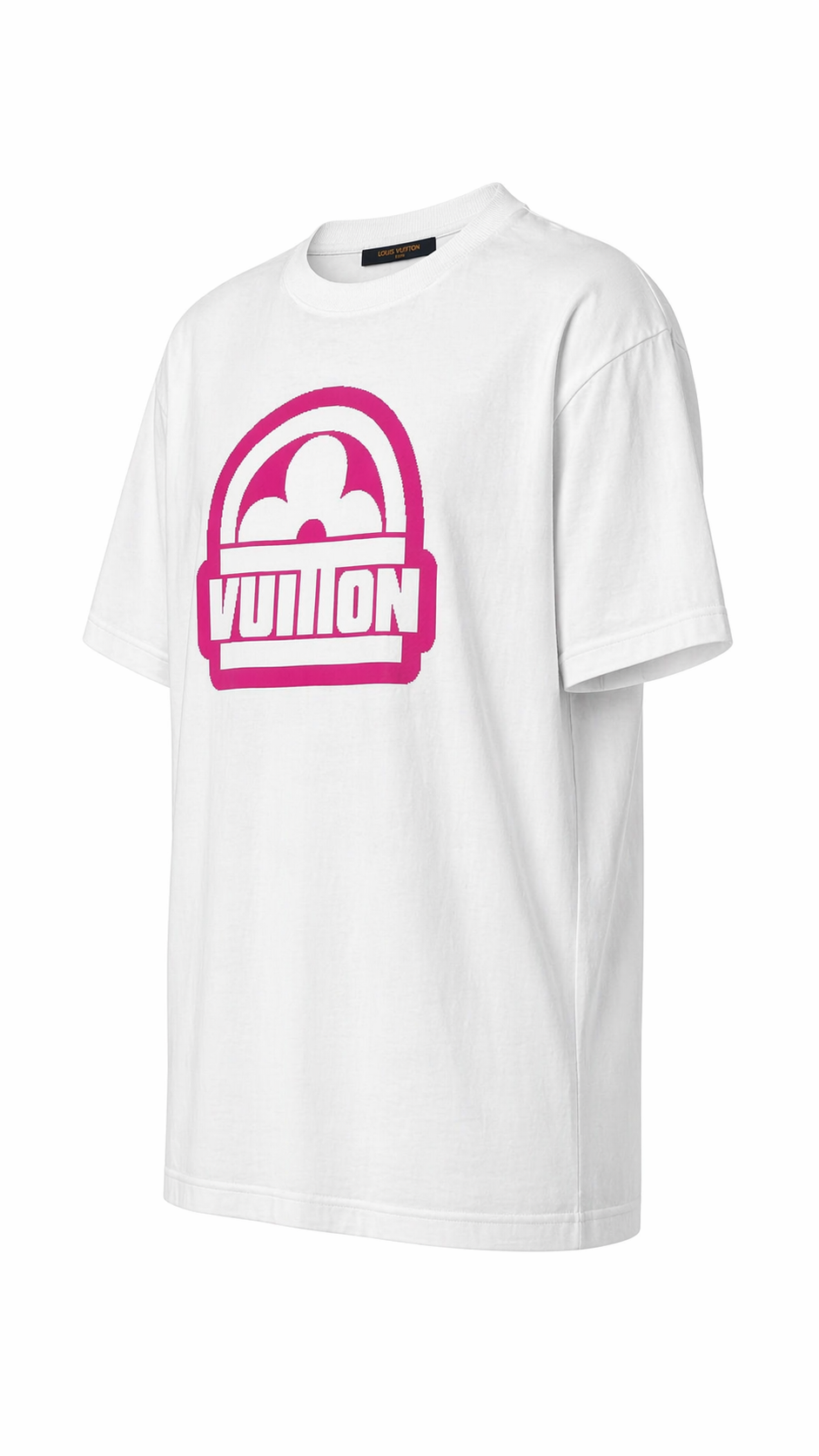 Louis Vuitton White and Pink Intarsia Flower Graphic T-Shirt 