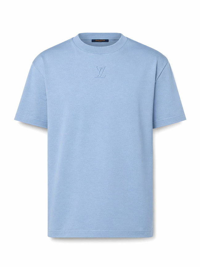 Louis Vuitton Sky Blue Embossed LV Cotton T-Shirt "Unworn"