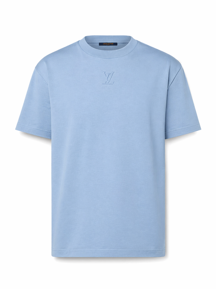 Louis Vuitton Sky Blue Embossed LV Cotton T-Shirt "Unworn"