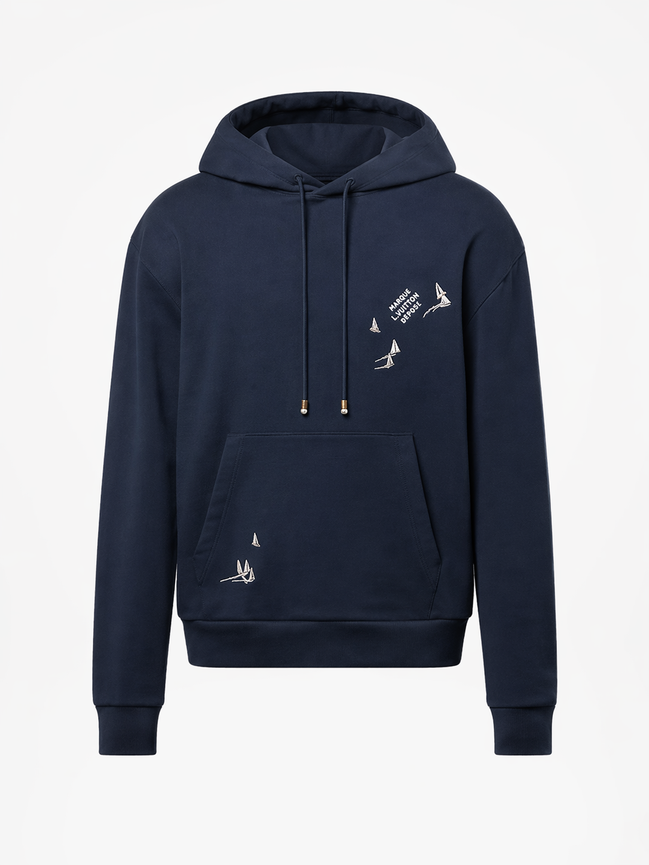 Louis Vuitton Navy Blue Sailboat Embroidery Hoodie "Unworn"