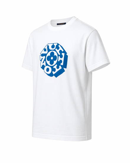 Louis Vuitton White and Blue Signature Graphic T-Shirt "Unworn"