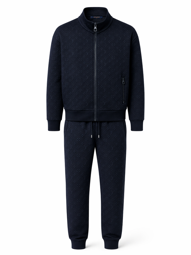 Louis Vuitton Navy Blue Embossed Monogram Tracksuit "Unworn"