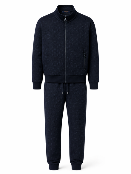 Louis Vuitton Navy Blue Embossed Monogram Tracksuit "Unworn"
