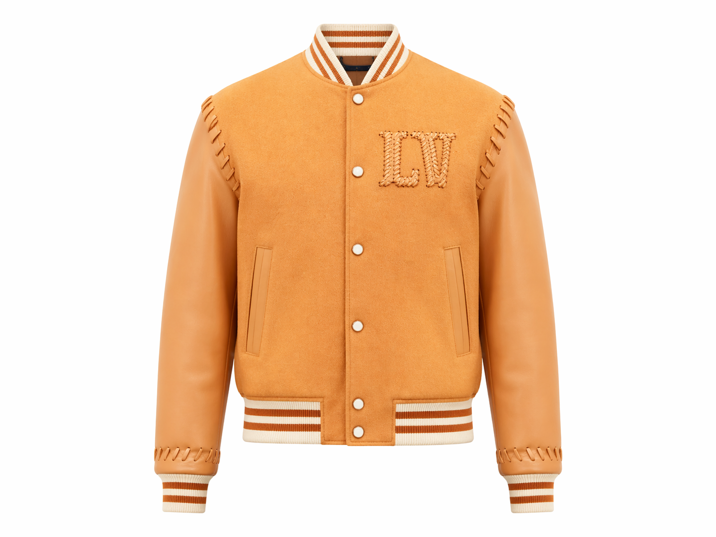Louis Vuitton Limited Edition Tan Leather VIA Varsity Jacket 