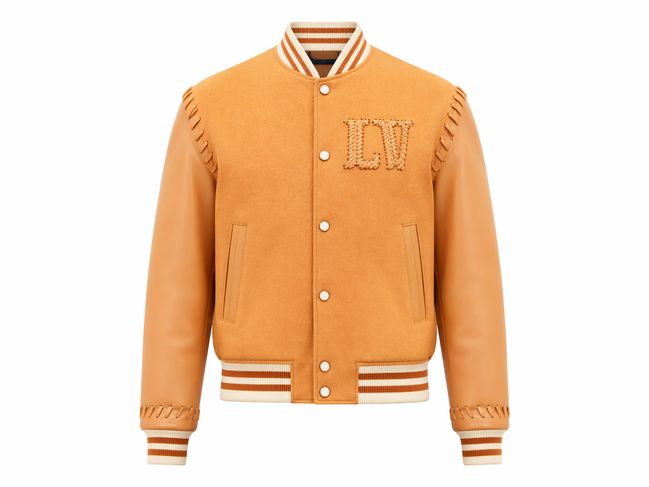 Louis Vuitton Limited Edition Tan Leather VIA Varsity Jacket "Unworn"