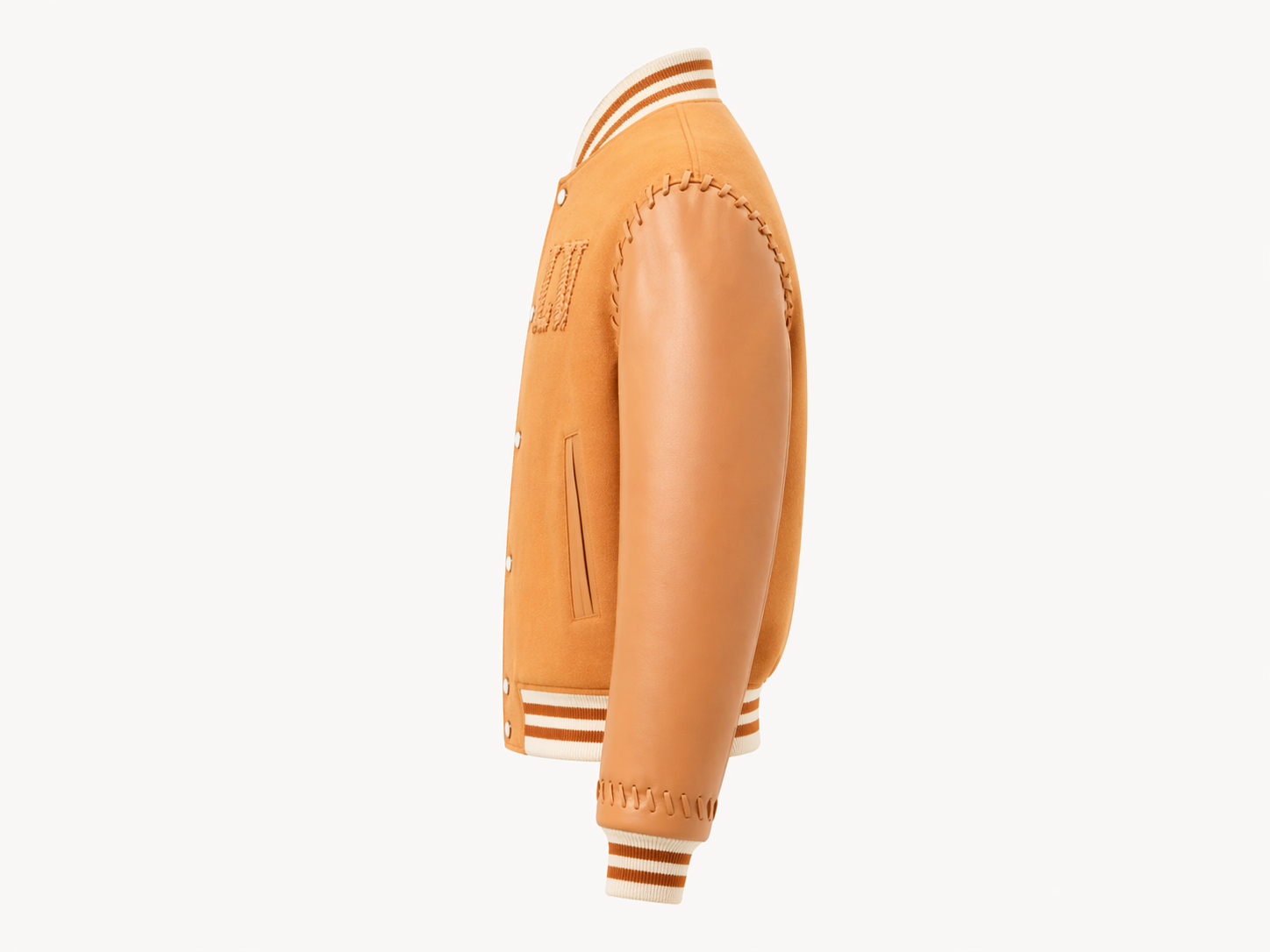 Louis Vuitton Limited Edition Tan Leather VIA Varsity Jacket 