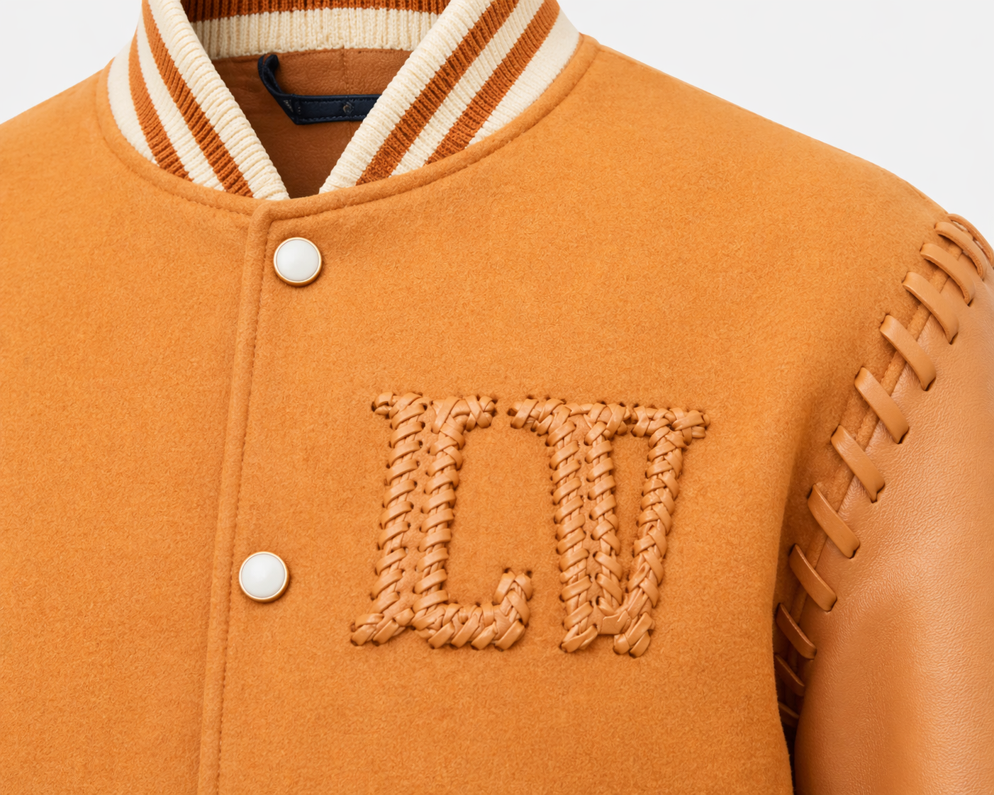 Louis Vuitton Limited Edition Tan Leather VIA Varsity Jacket 