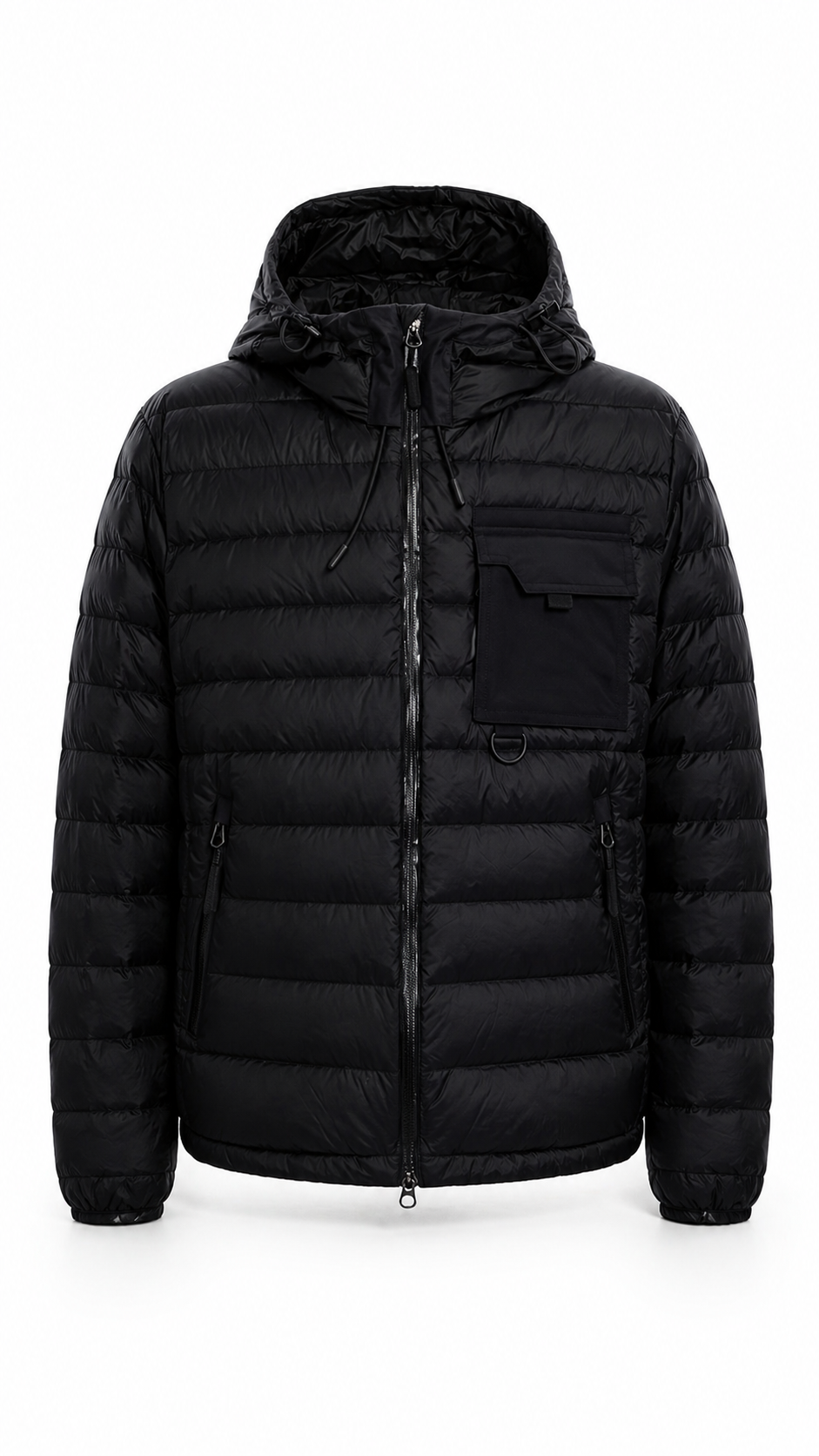 Burberry Black Logo-Pocket Hooded Puffer Jacket 
