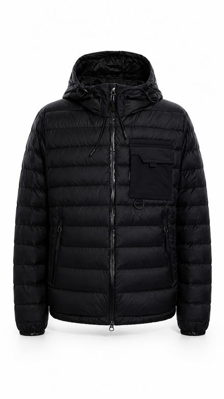 Burberry Black Logo-Pocket Hooded Puffer Jacket "Unworn"