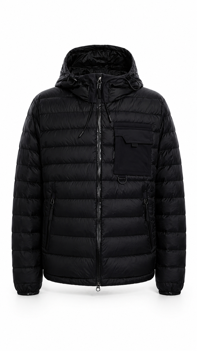 Burberry Black Logo-Pocket Hooded Puffer Jacket "Unworn"