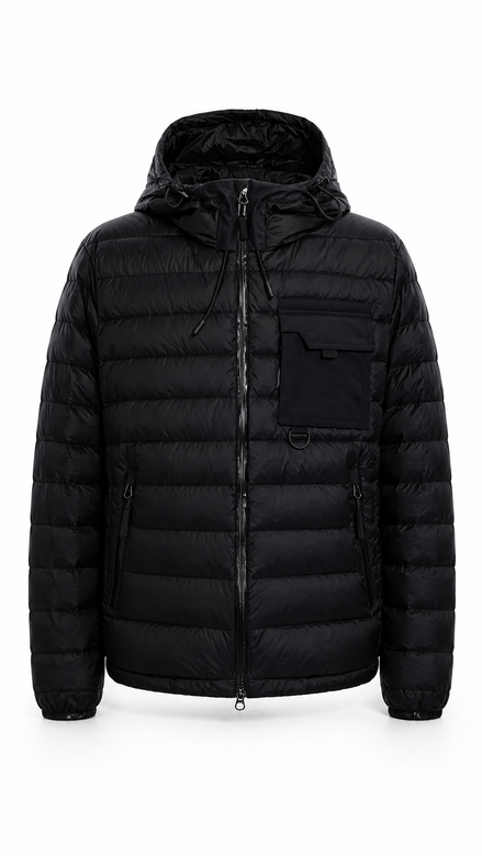 Burberry Black Logo-Pocket Hooded Puffer Jacket "Unworn"