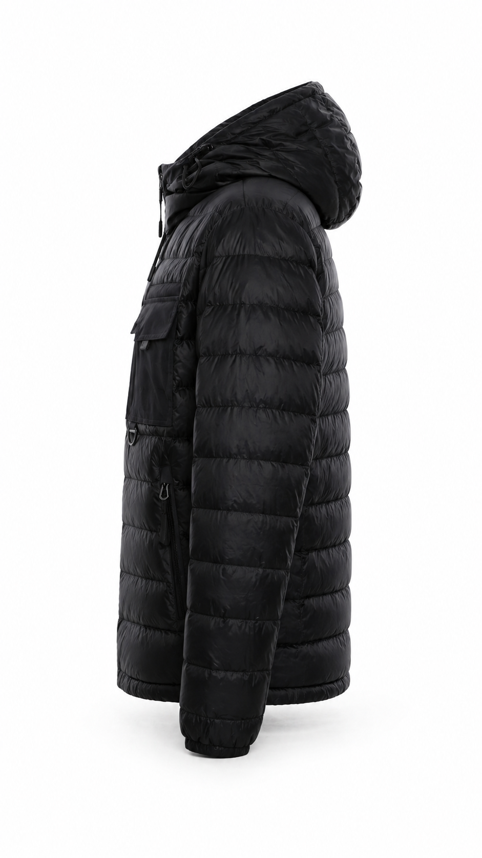 Burberry Black Logo-Pocket Hooded Puffer Jacket 