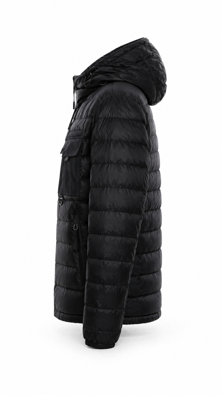 Burberry Black Logo-Pocket Hooded Puffer Jacket "Unworn"