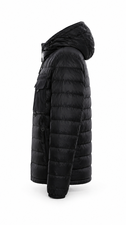 Burberry Black Logo-Pocket Hooded Puffer Jacket "Unworn"