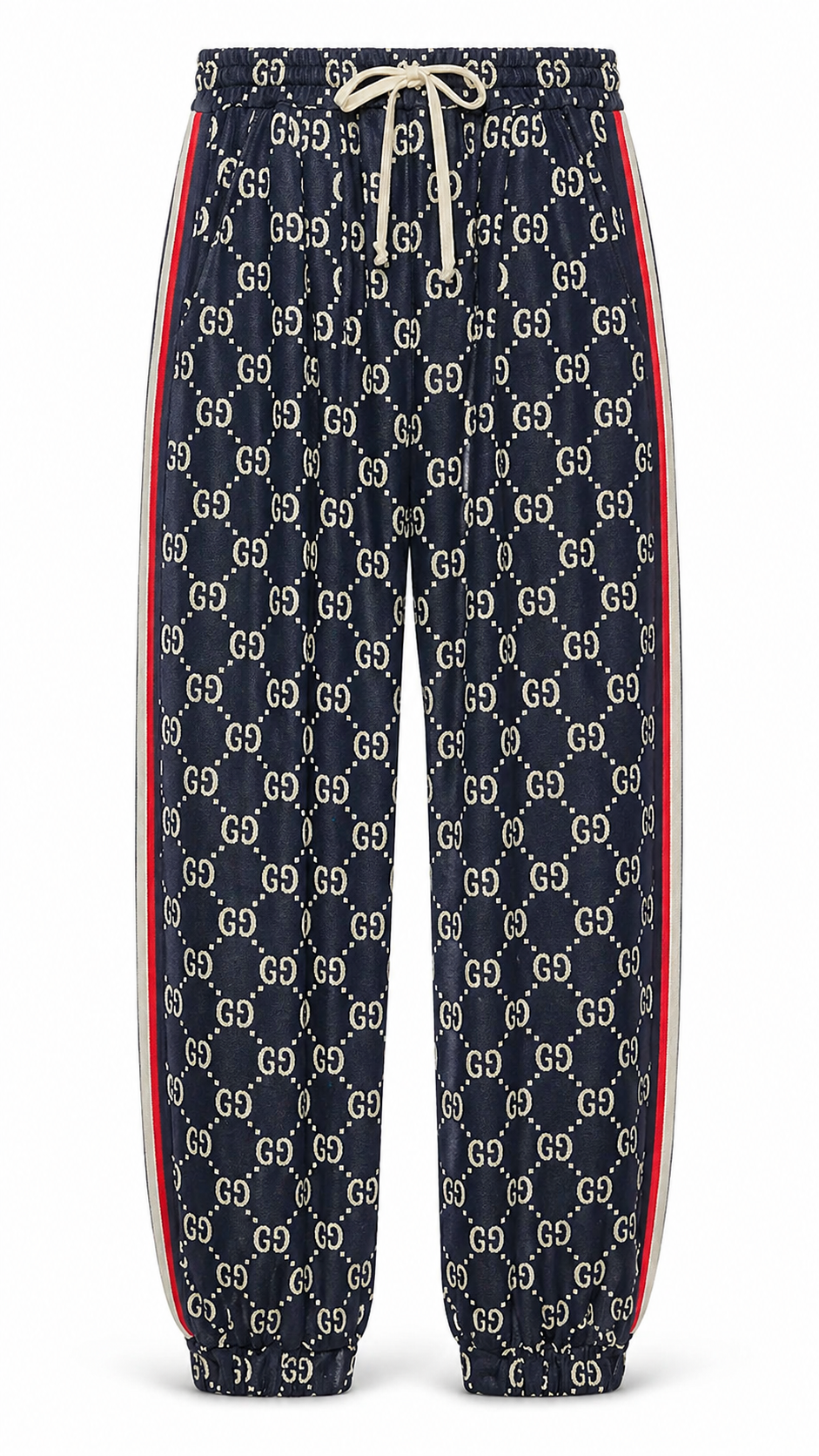Gucci Navy GG Jacquard Striped Jogging Pants 