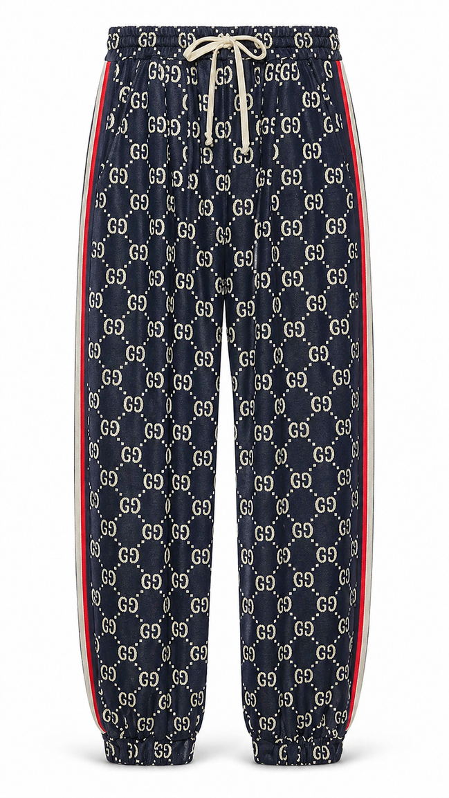 Gucci Navy GG Jacquard Striped Jogging Pants "Unworn"