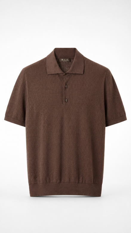 Loro Piana Brown Ice Wish Knit Polo Shirt "Unworn"