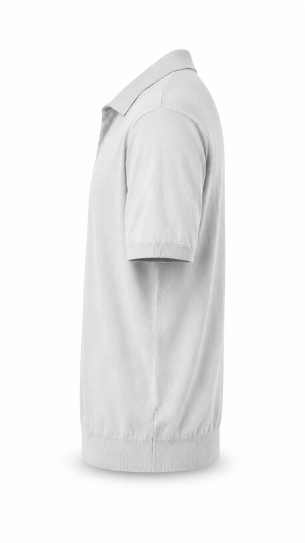 Loro Piana Light Grey Ice Wish Knit Polo Shirt "Unworn"
