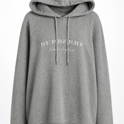 Burberry Grey Embroidered Logo Hoodie 