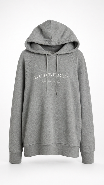 Burberry Grey Embroidered Logo Hoodie "Unworn"